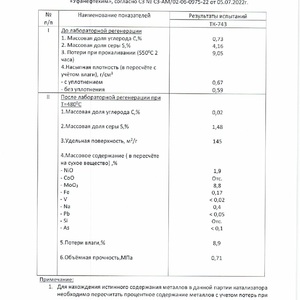 ПИ304146 Отработанные катализаторы, содержащие цветные металлы